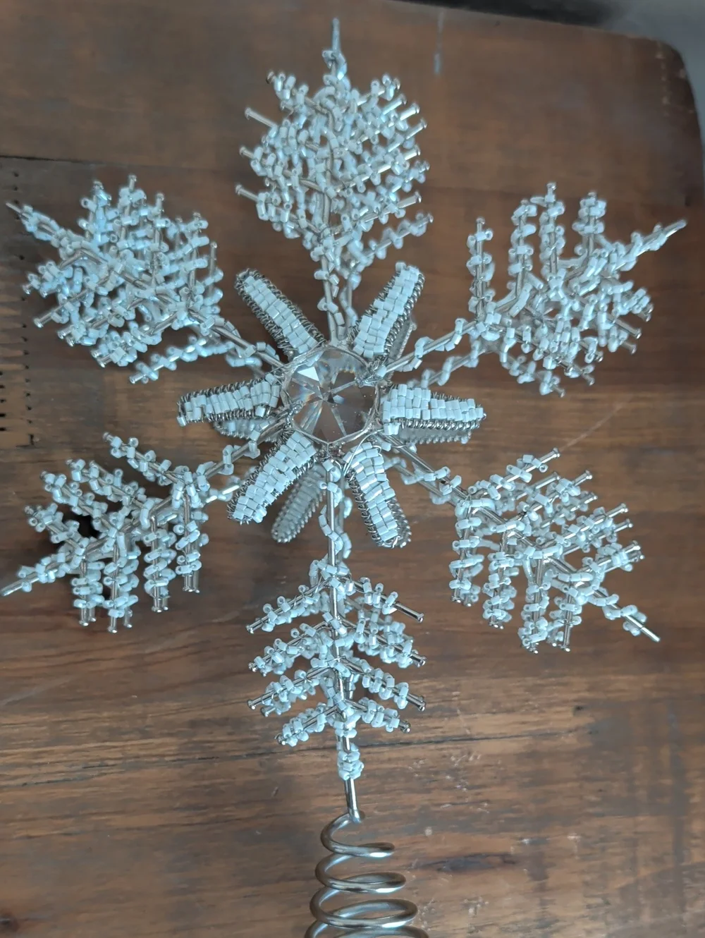 Source Unknown Silver Snowflake Tree Topper